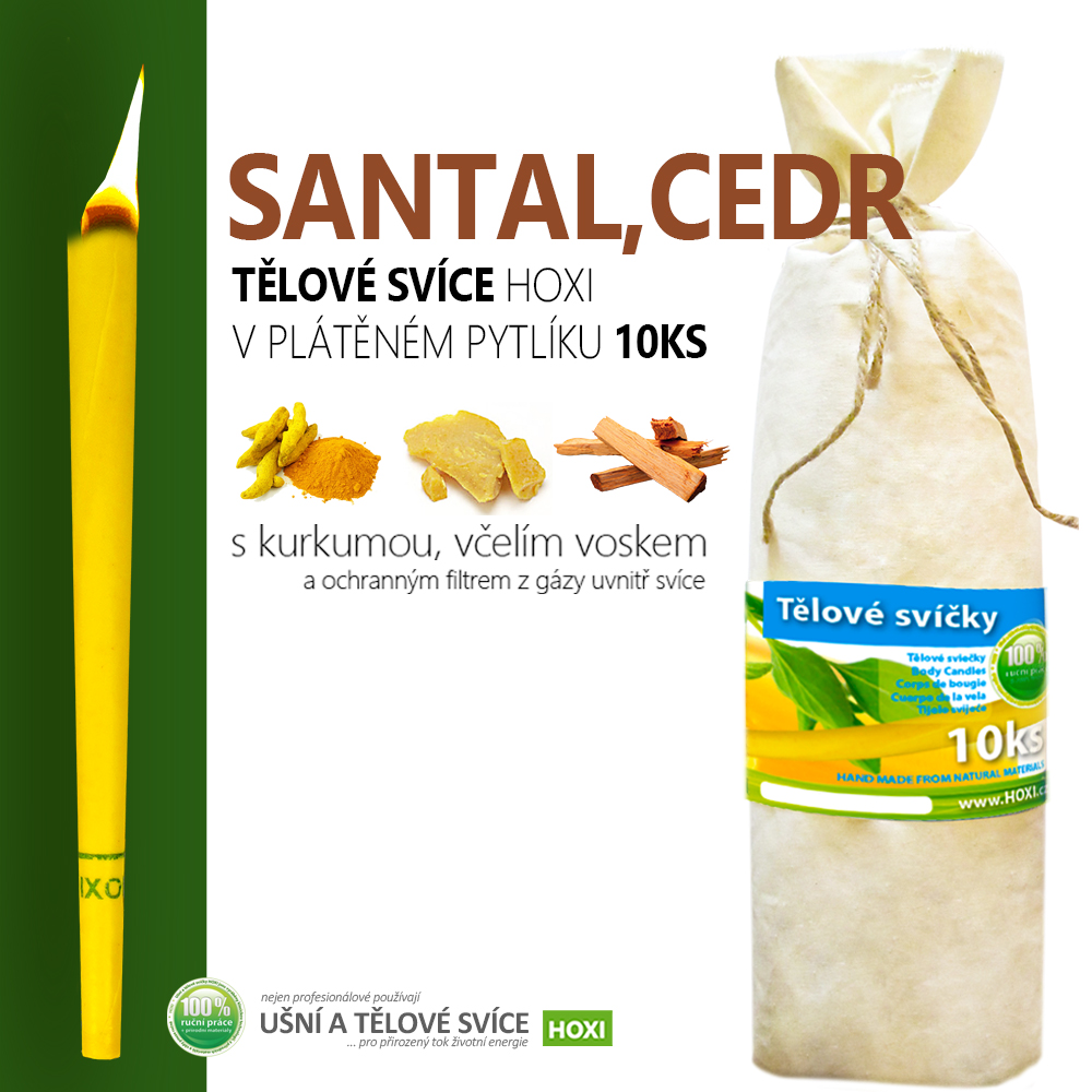 HOXI- telove svice SANTAL-CEDR v platenem pytliku 10ks -01